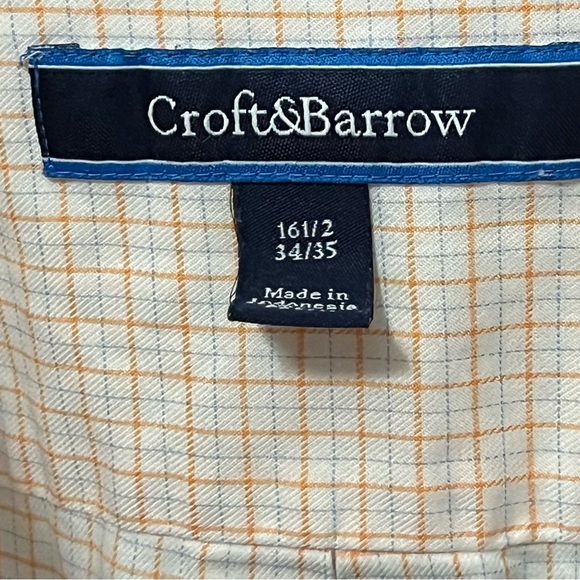 croft & barrow Other - Croft & Barrow Men's Light Orange and White Checkered Shirt Size 16 1/2